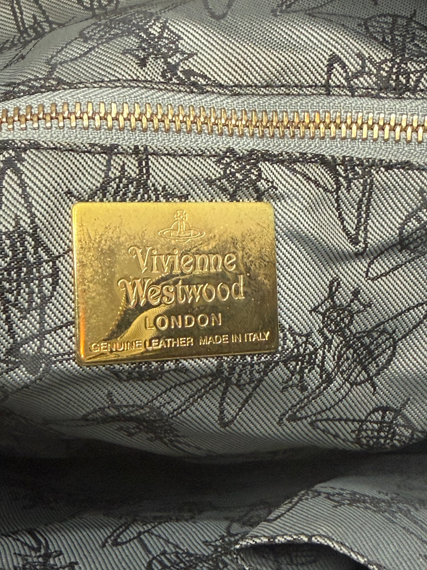 Vivienne Westwood Blue Velvet Orb Print Slouch Crossbody / Shoulder Bag