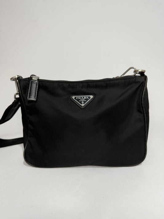 Certified Authentic
PRADA
Re-Nylon Saffiano Re-Edition 2000 Double Zip Crossbody Bag Black
