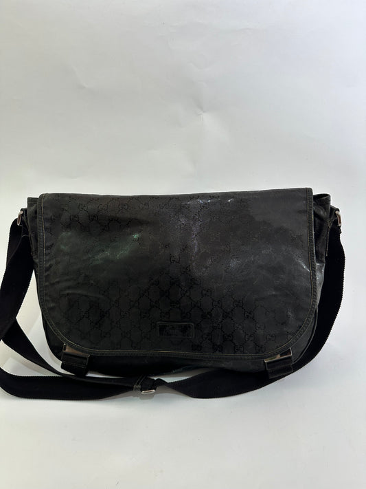Gucci Double Buckle Messenger Bag GG Imprime Large