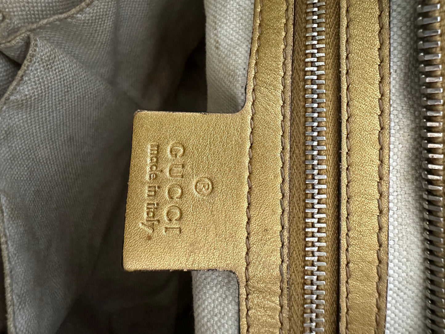 Gucci Beige/Gold GG Canvas and Leather Medium Lovely Hobo
