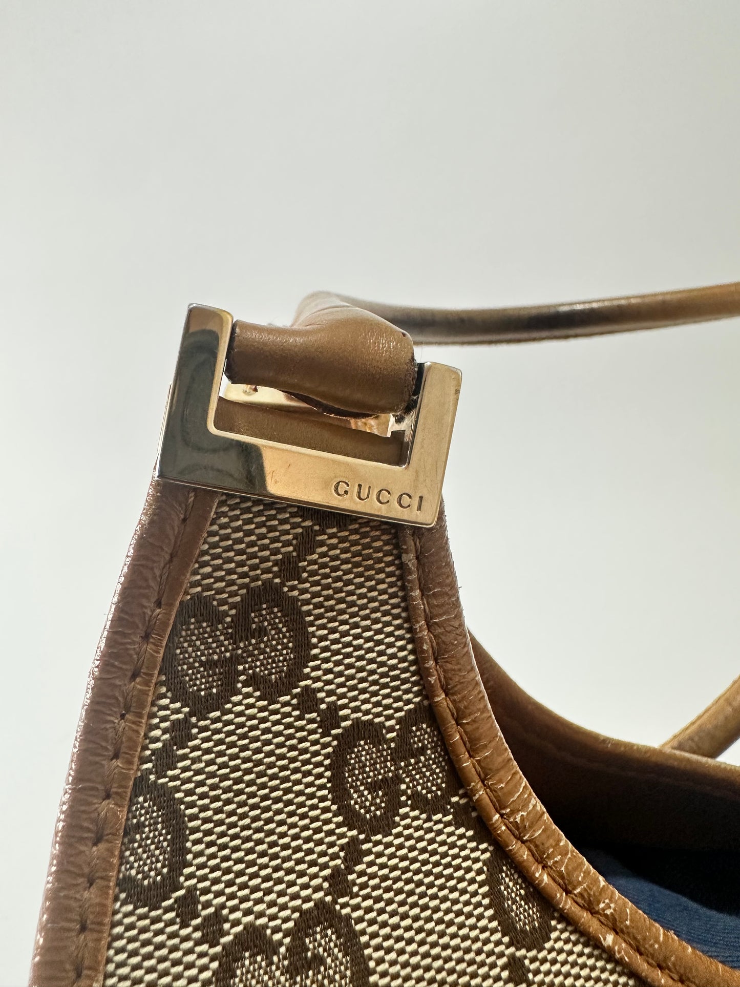 Gucci Beige/Brown GG Canvas and Leather Bardot Jackie Hobo Bag