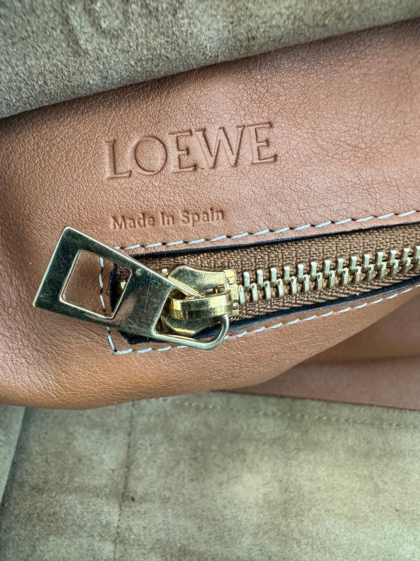 Loewe Amazona 28 2 Way handbag in denim and brown leather