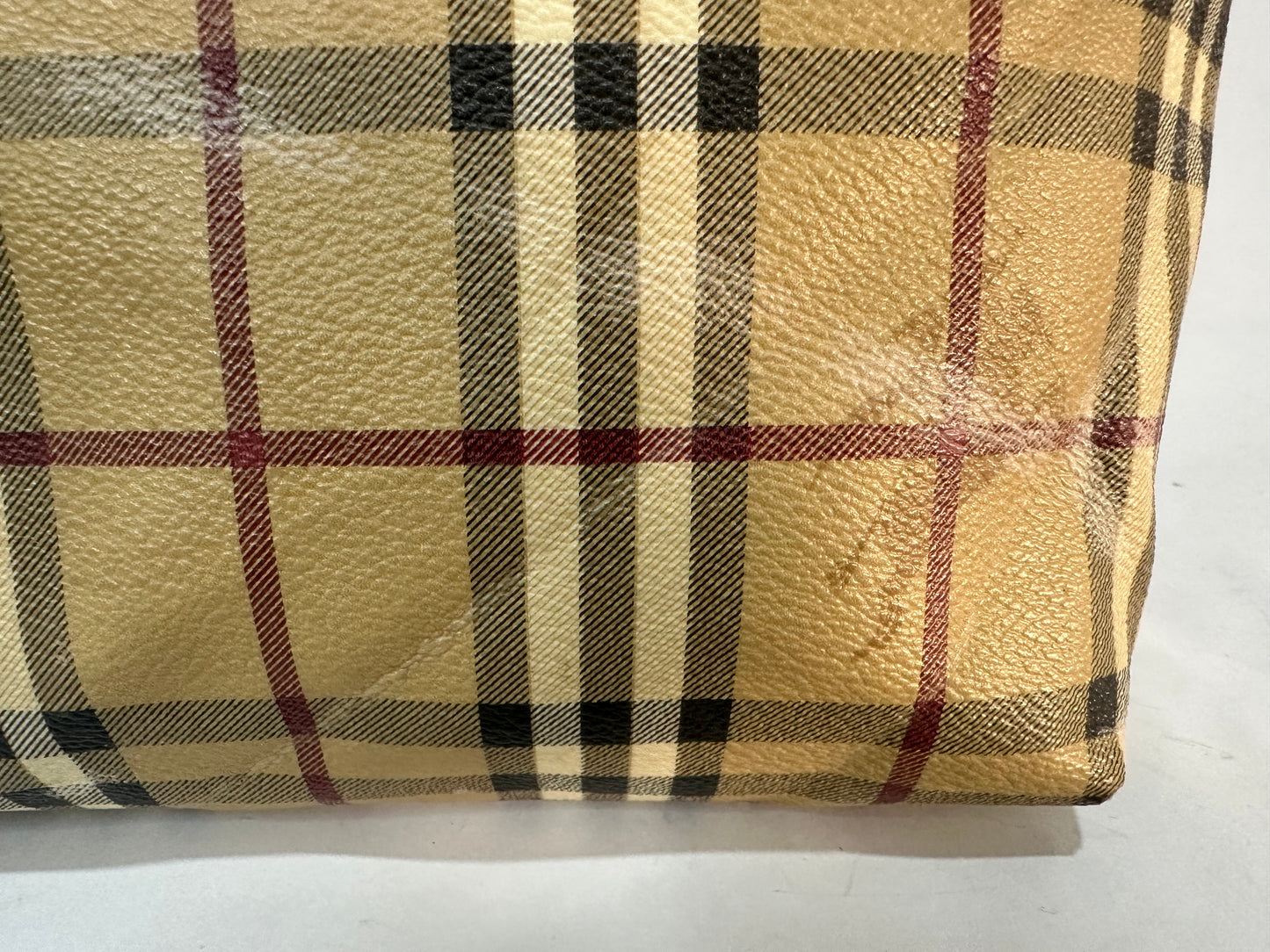 Burberry Beige/Tan Haymarket Check PVC and Leather Shoulder Bag