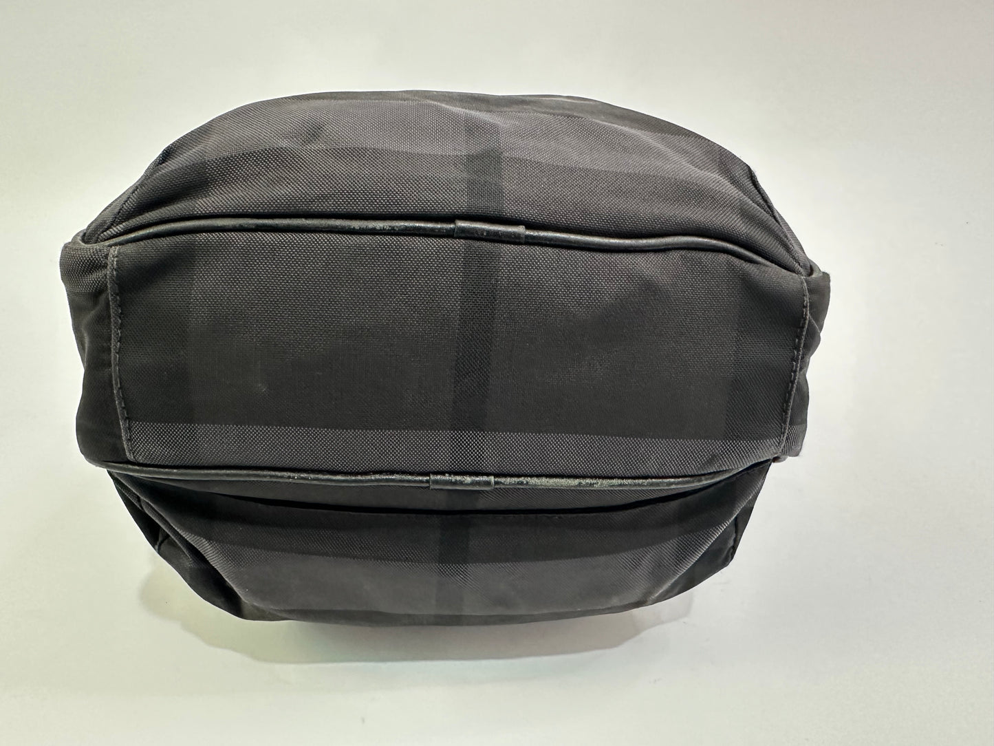 BURBERRY Zip Messenger Bag Smoked Check Canvas Small