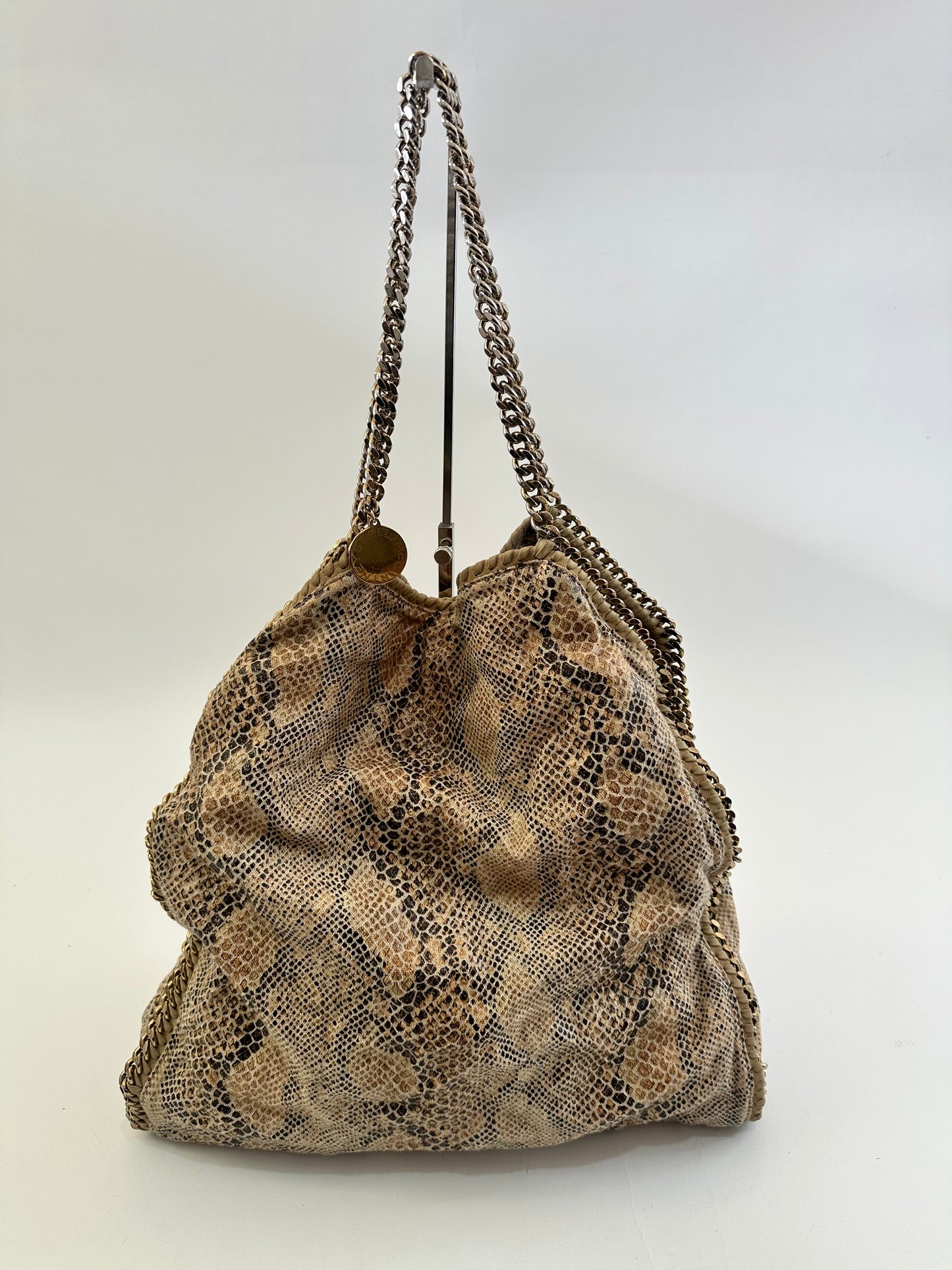Stella McCartney Beige Canvas Python Effect Falabella Tote