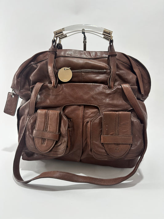 CHLOE
Brown Leather Saskia Square Tote Bag