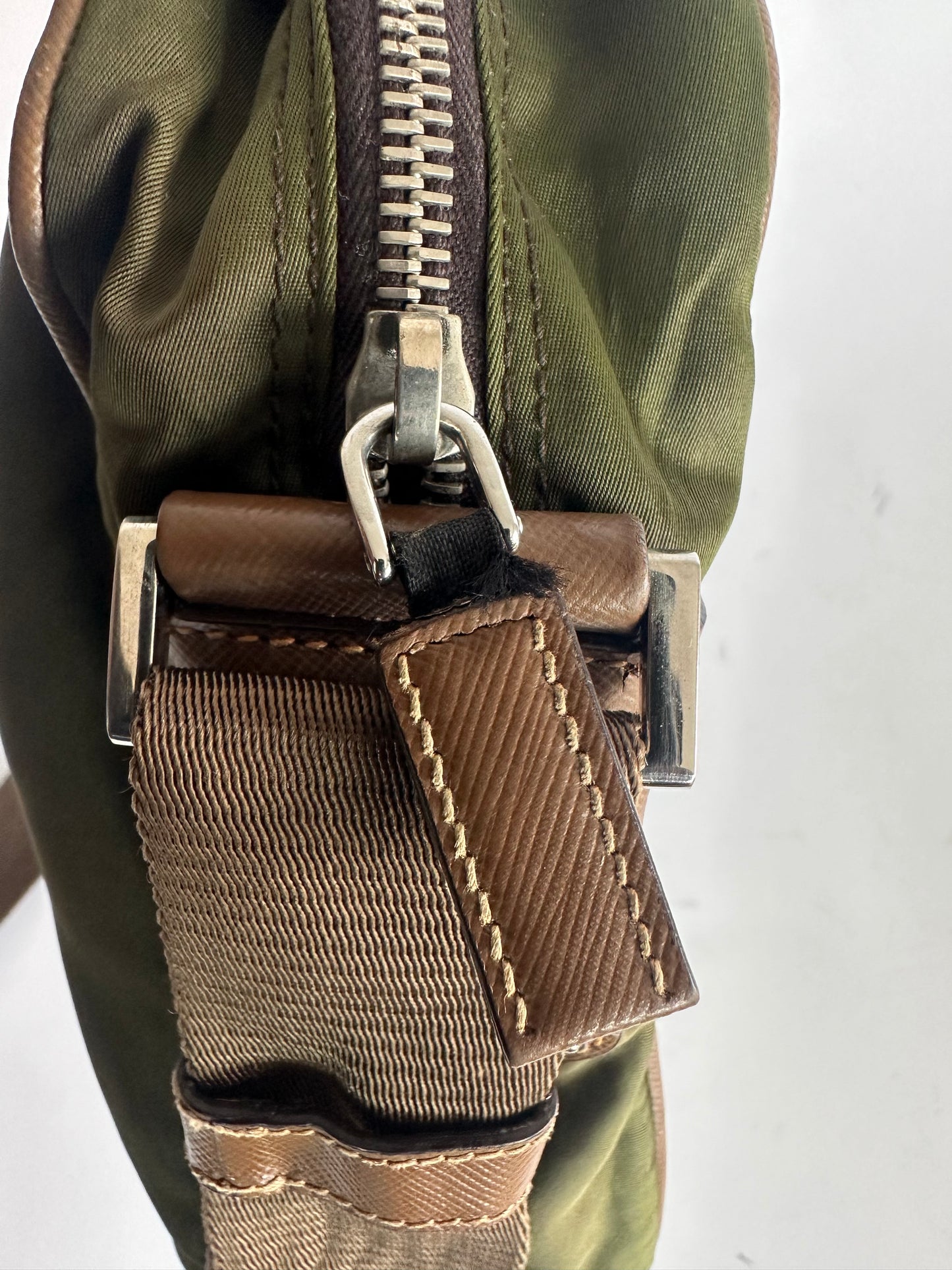PRADA Tessuto Nylon Flat Messenger Bag Green