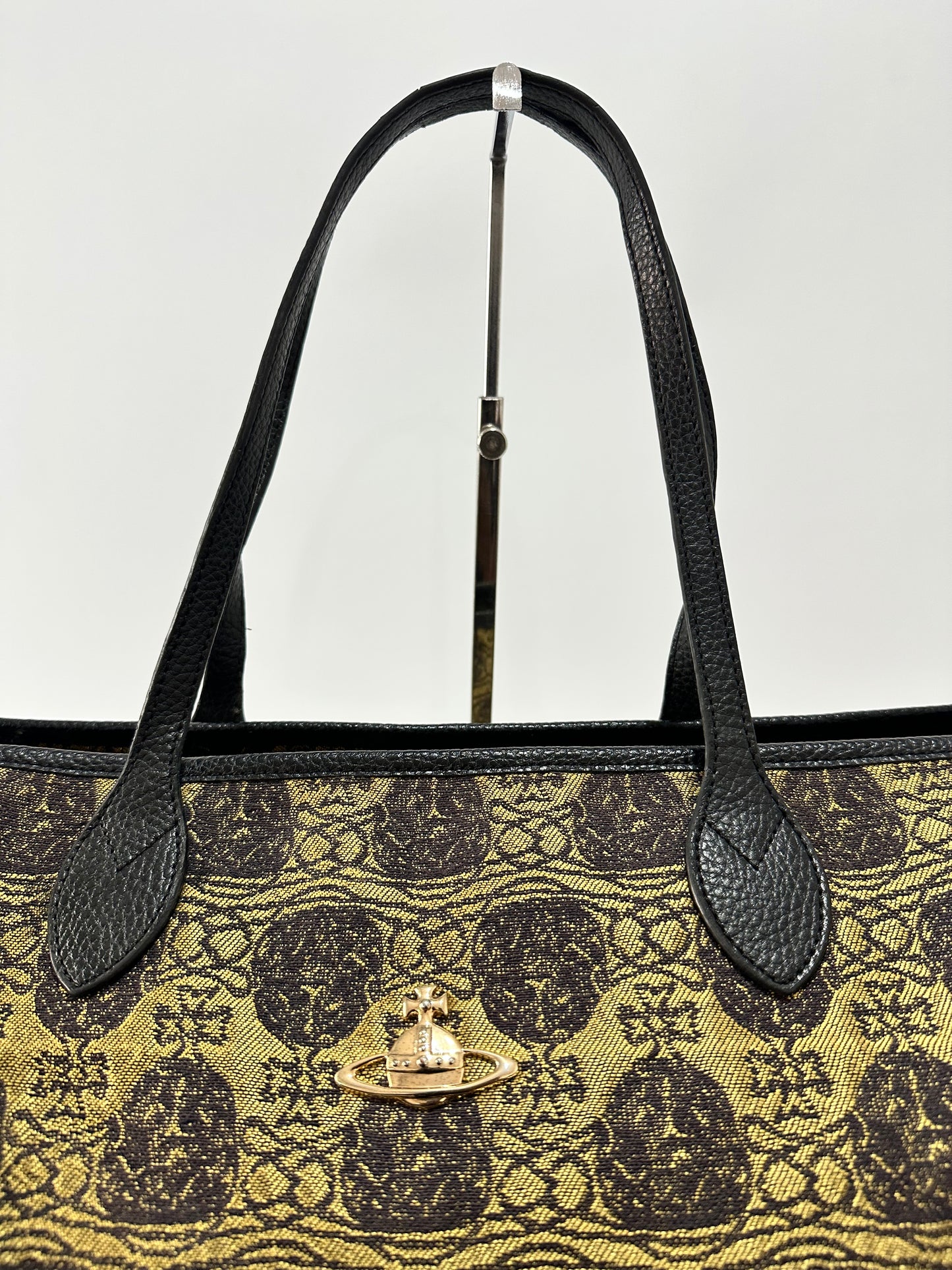 VIVIENNE WESTWOOD Black Gold canvas and Leather Tote