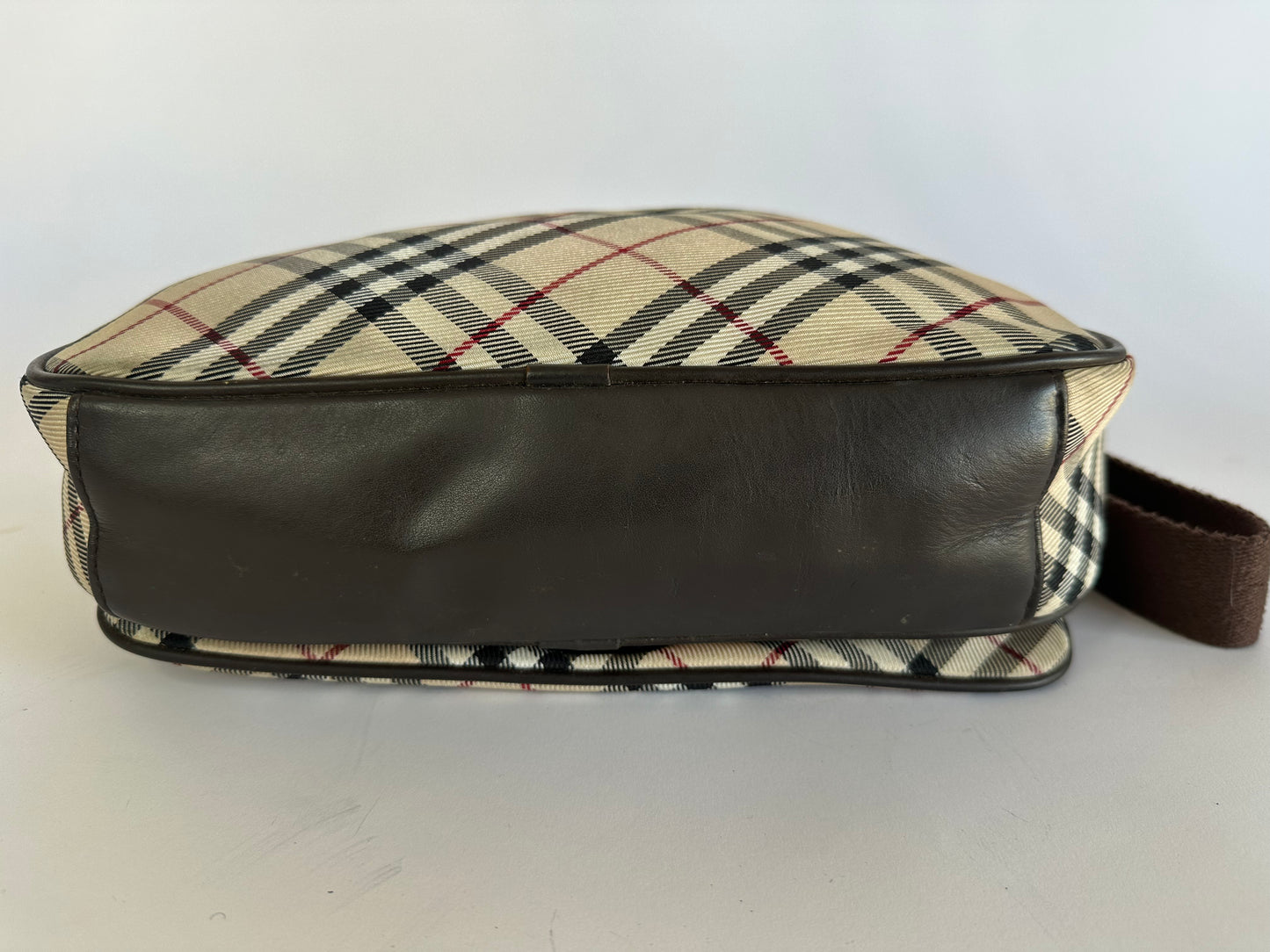 Burberry Blue Label Beige/Dark Brown Nova Check Nylon and Leather Crossbody Bag