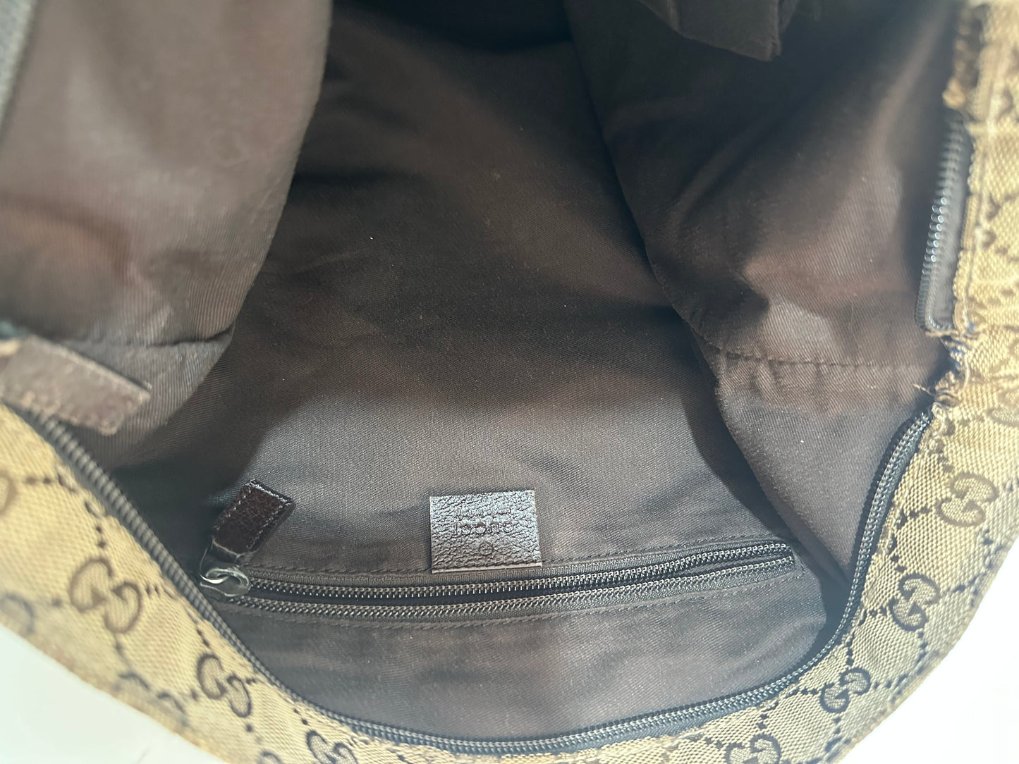 GUCCI
Monogram Web Medium Flat Messenger Bag Brown