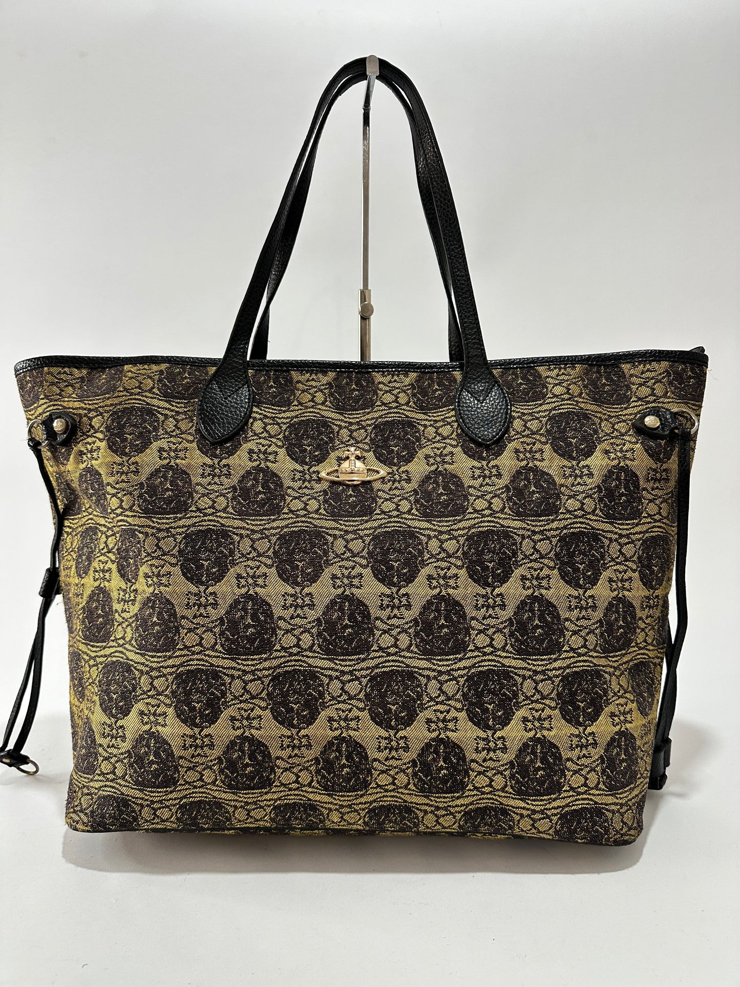 VIVIENNE WESTWOOD Black Gold canvas and Leather Tote