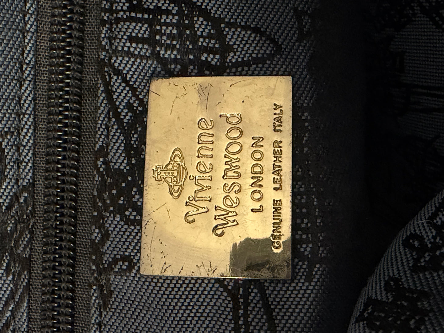 Vivienne Westwood Croc-Embossed Leather Top Handle Bag – Teal Blue Orb Logo Satchel w/ Strap
