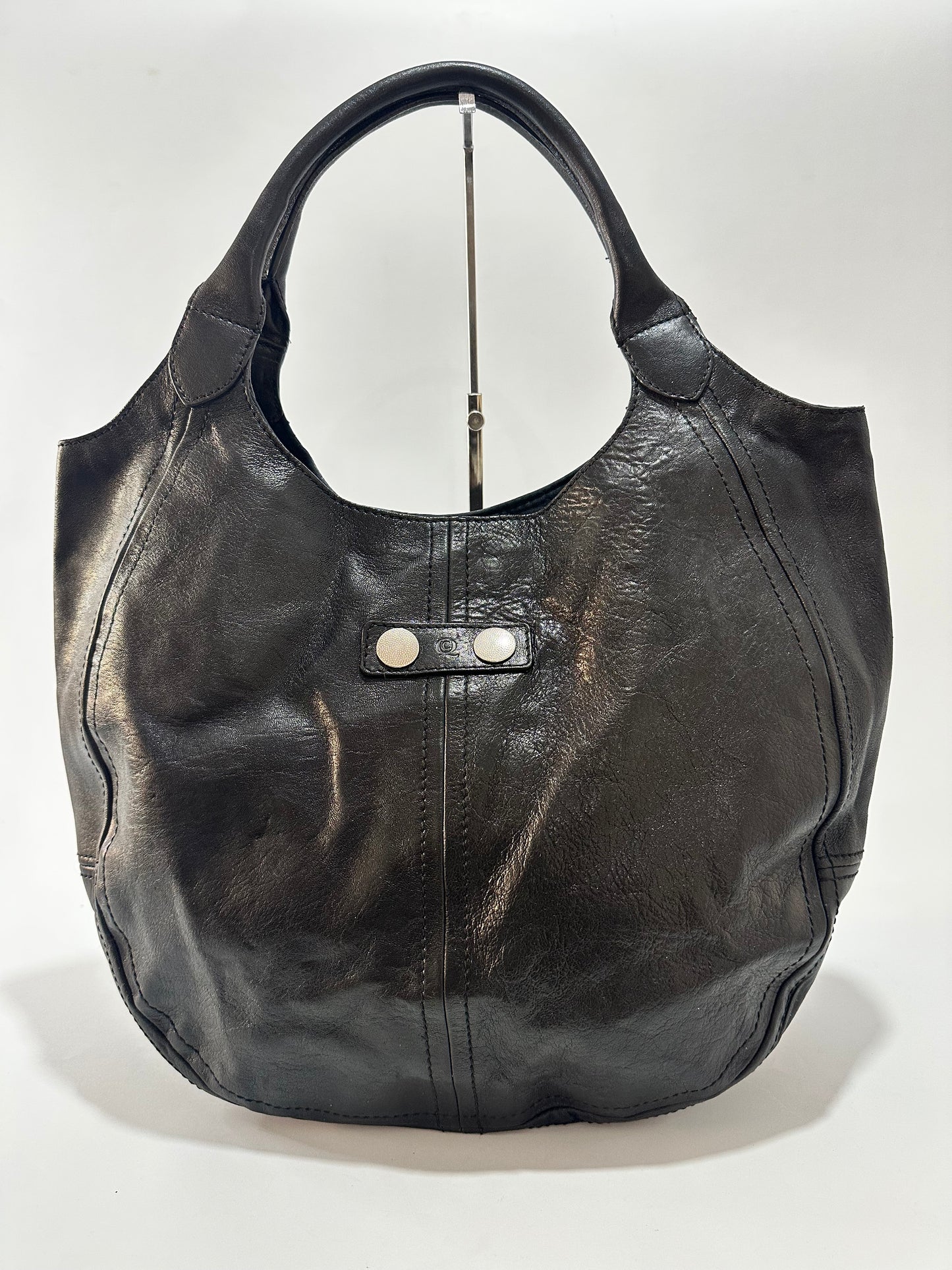 Alexander McQueen Black Leather Clover Hobo Bag