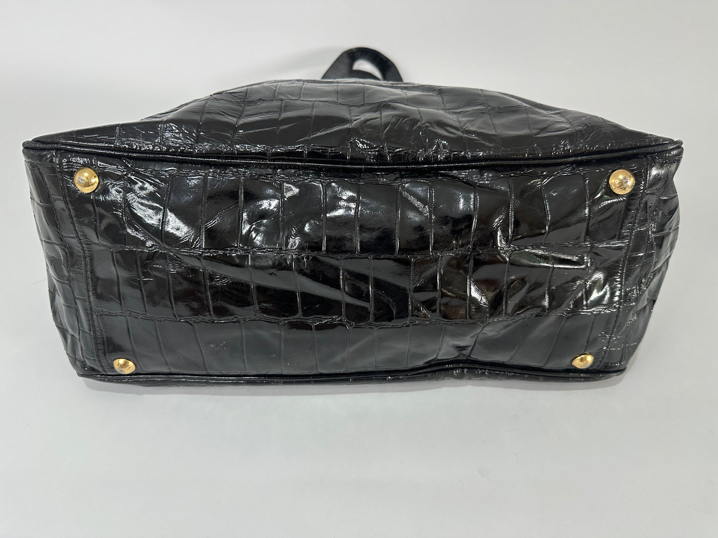 Yves Saint Laurent Black Croc-Embossed Raspail Tote