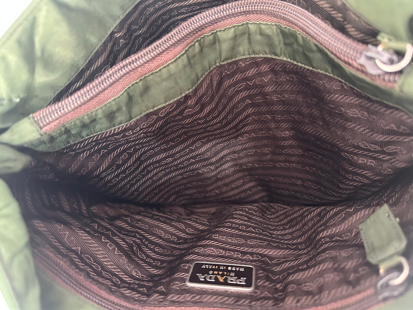 Prada Green Nylon Tote Bag