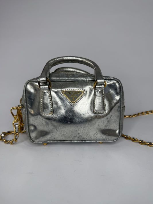 Prada Silver
Spazzolato Bauletto Mini Bag