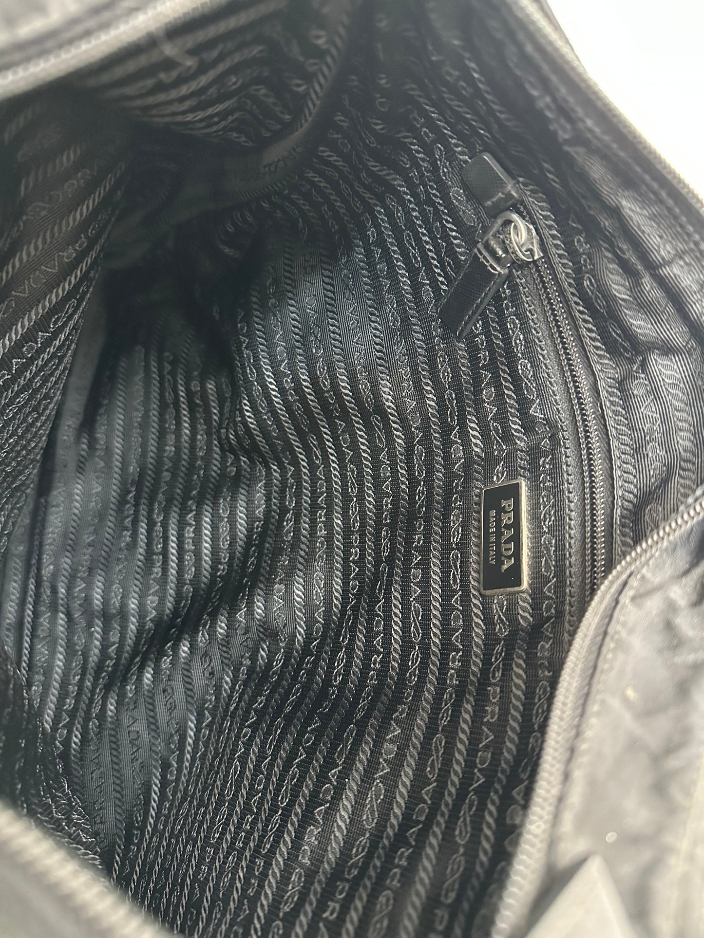 Prada Black Nylon and Leather Messenger Bag