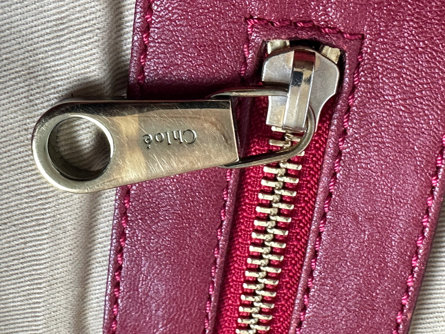 CHLOE Calfskin Small Ethel Satchel Burgundy