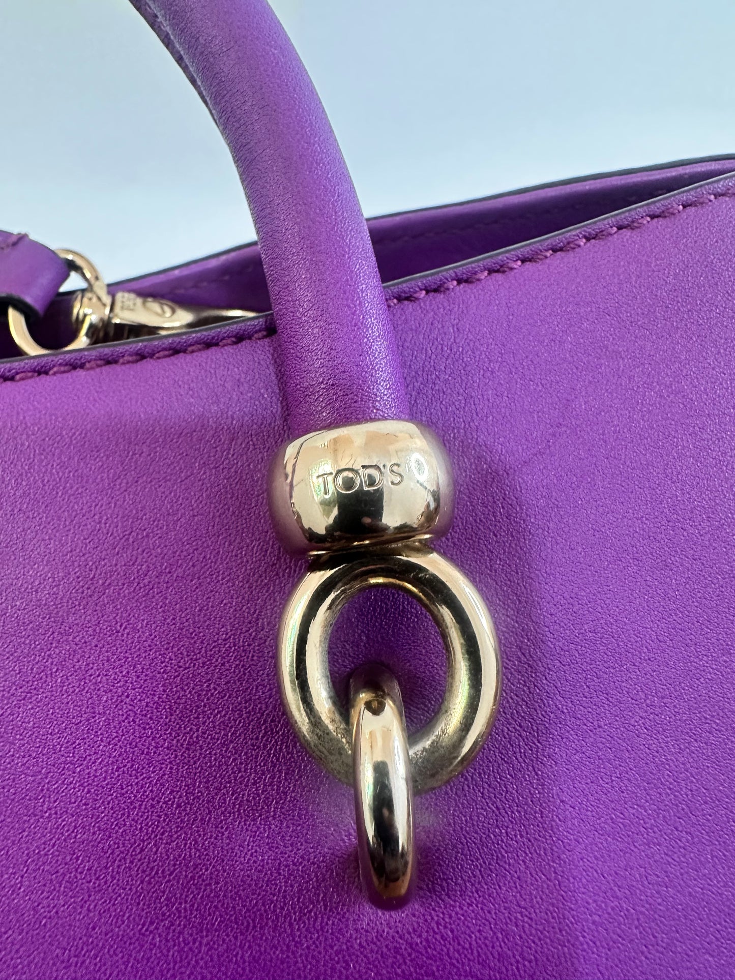 Tod's Purple Sella Bauletto Piccolo Satchel Bag w/ Strap