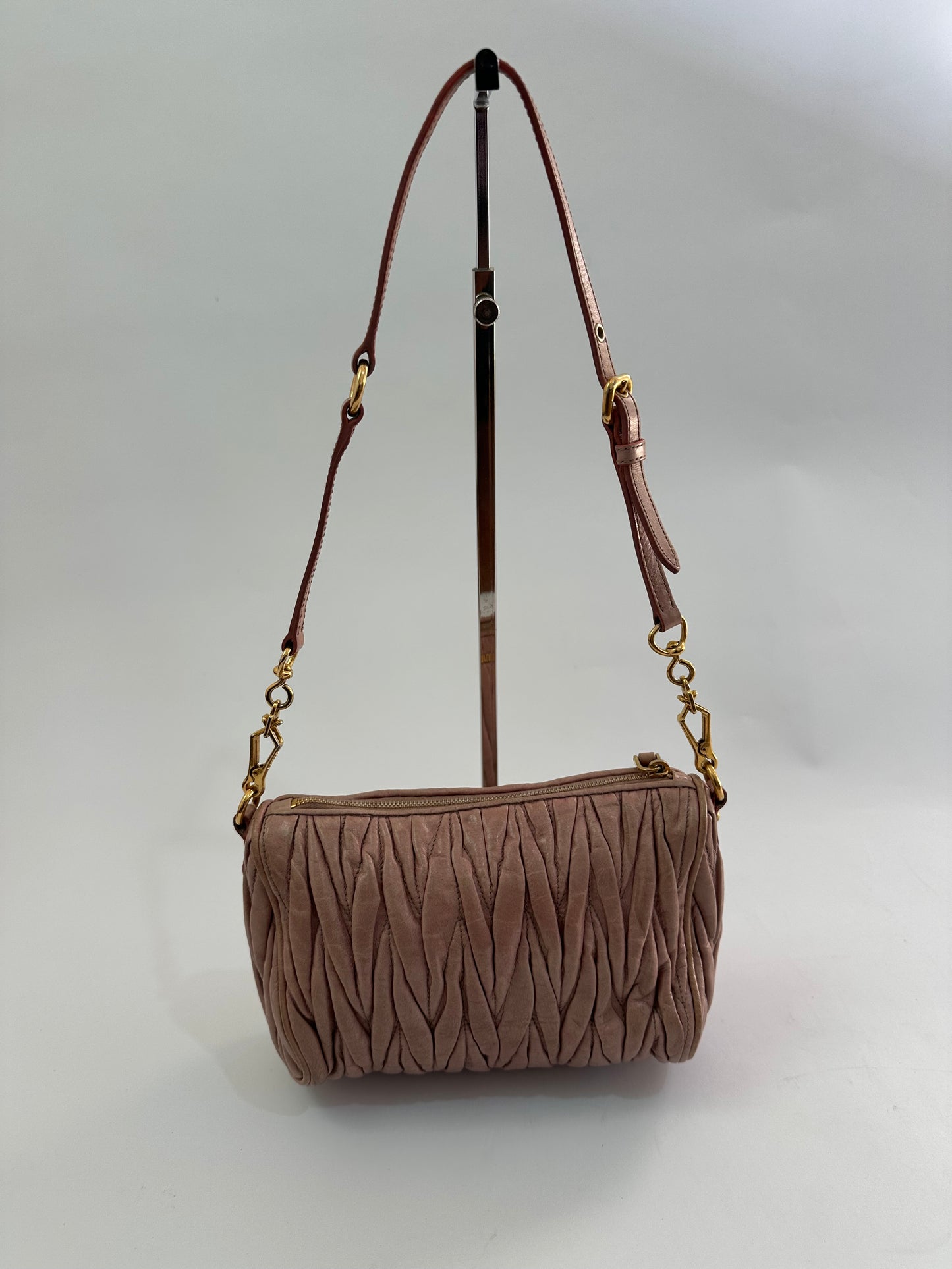 Miu Miu Beige Matelasse Leather Shoulder Bag