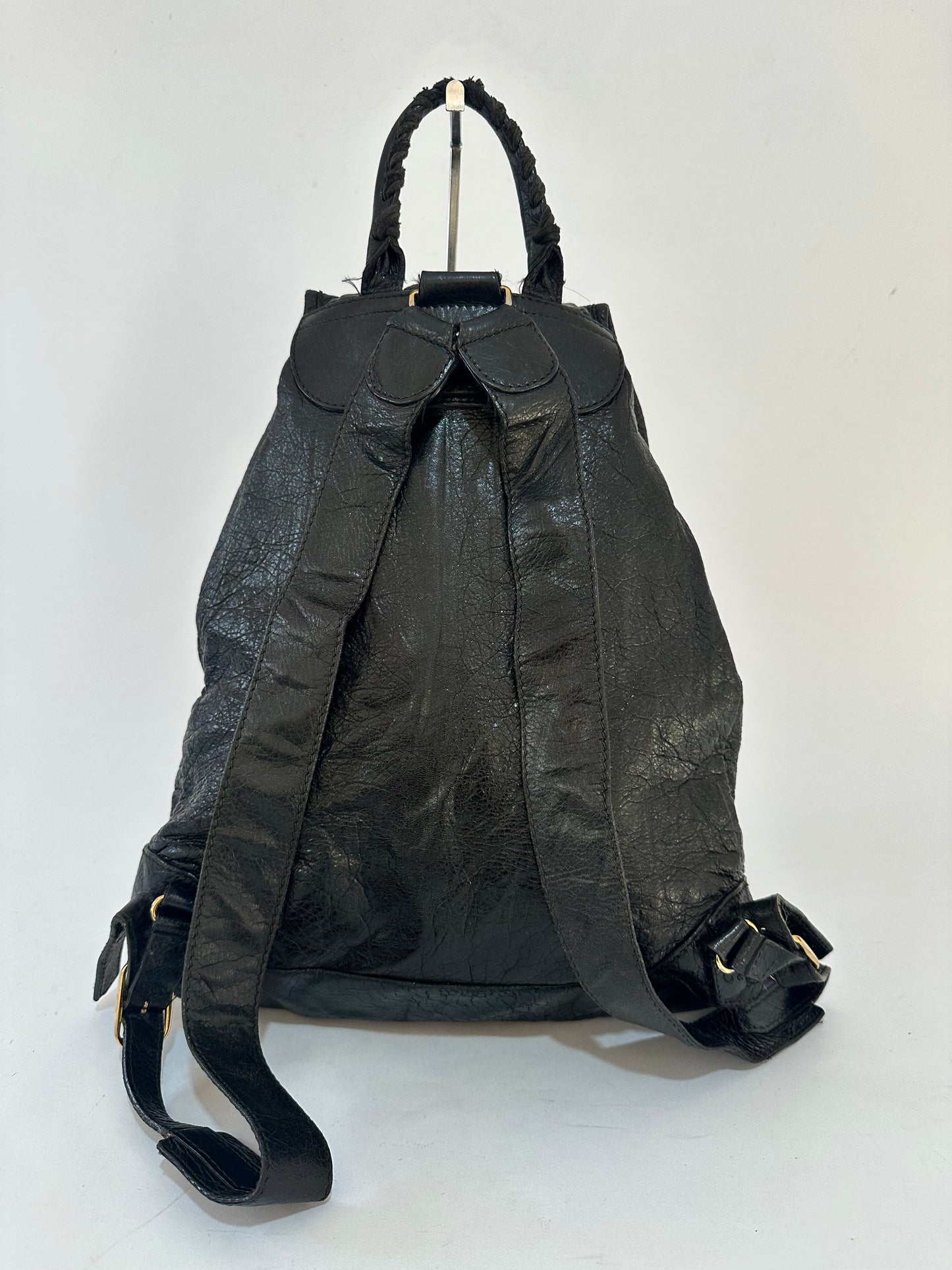 BALENCIAGA
Black Lambskin Leather Giant 12 Silver Traveller S Backpack Bag