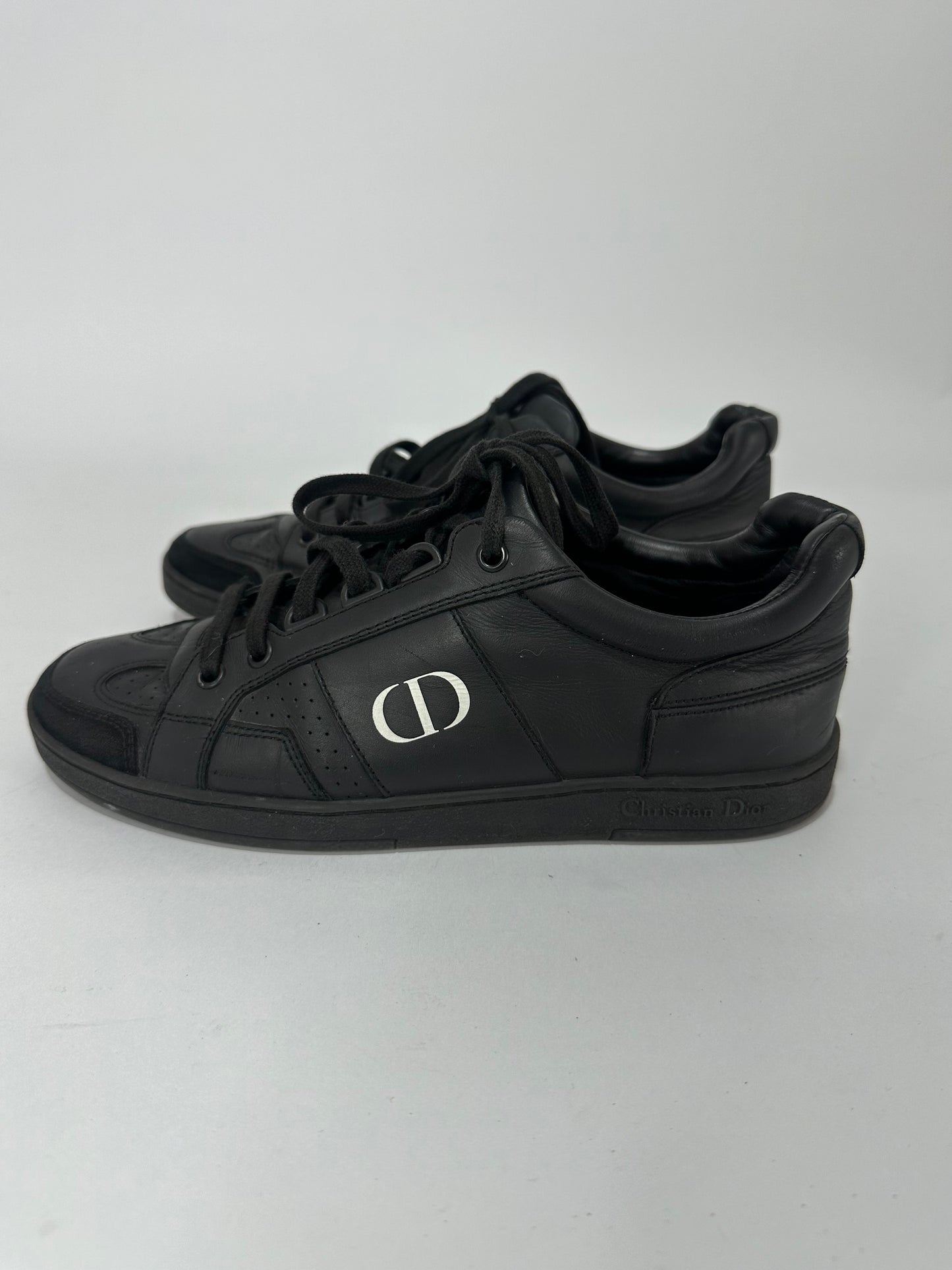 DIOR Black Leather and Suede Low Top Sneakers Size 36 EU