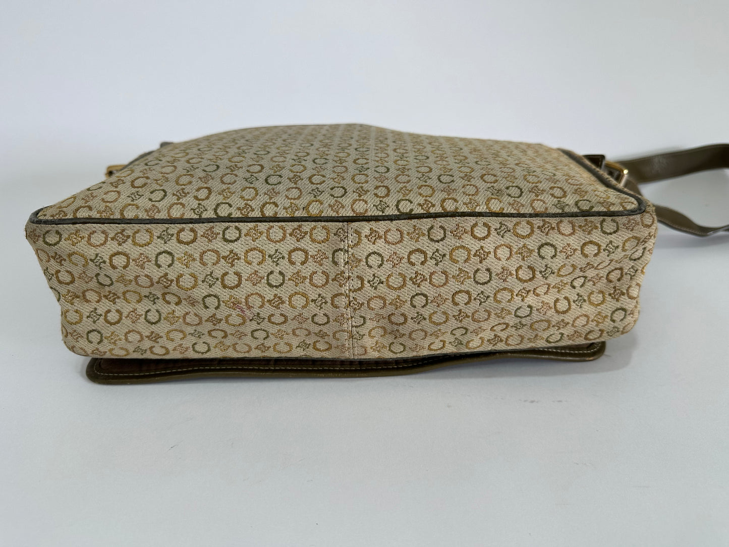 CELINE green Macadam Canvas and Leather Vintage Messenger Bag