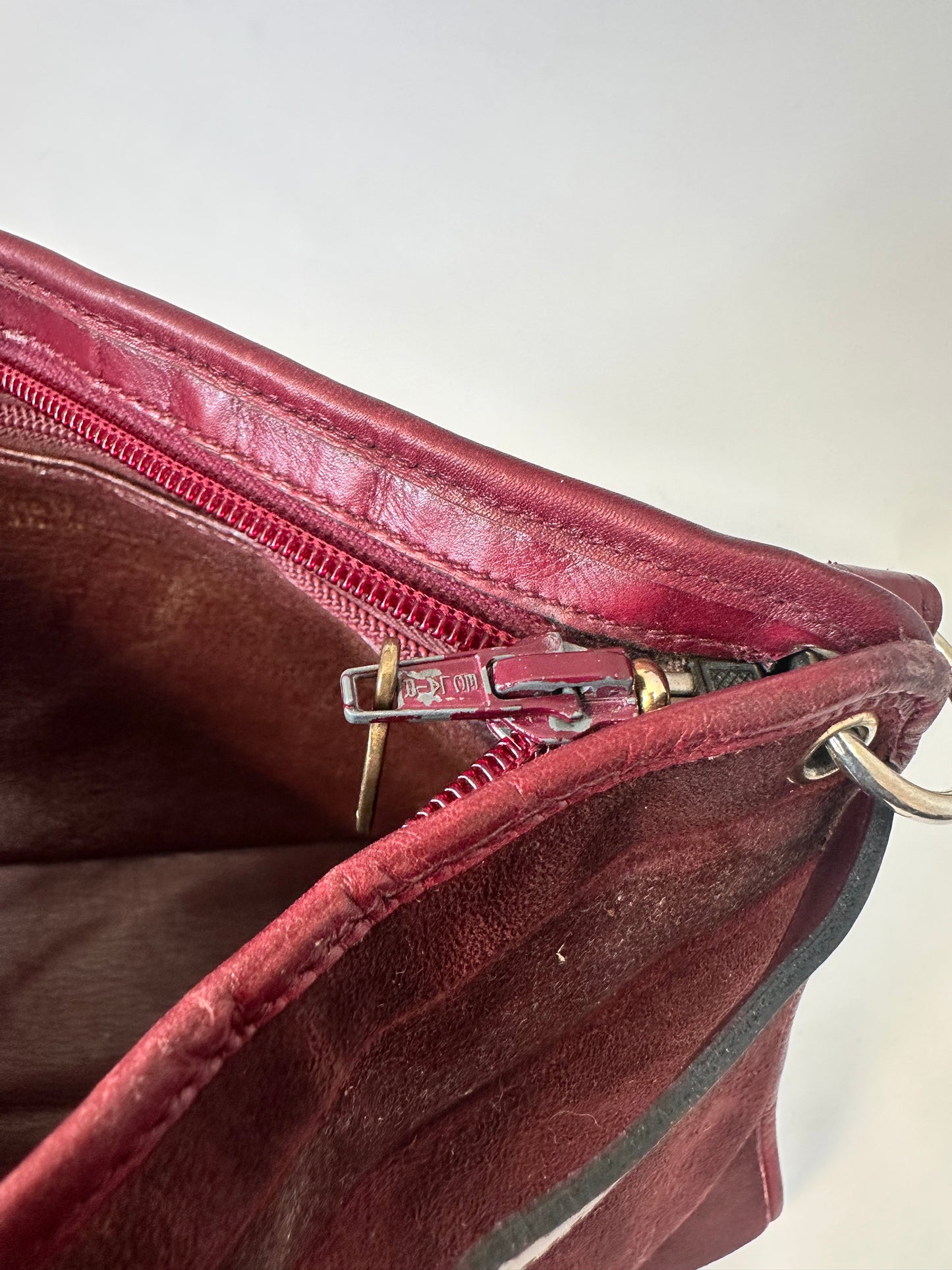 Christian Dior Vintage Burgundy Suede/ Leather Shoulder Bag Red