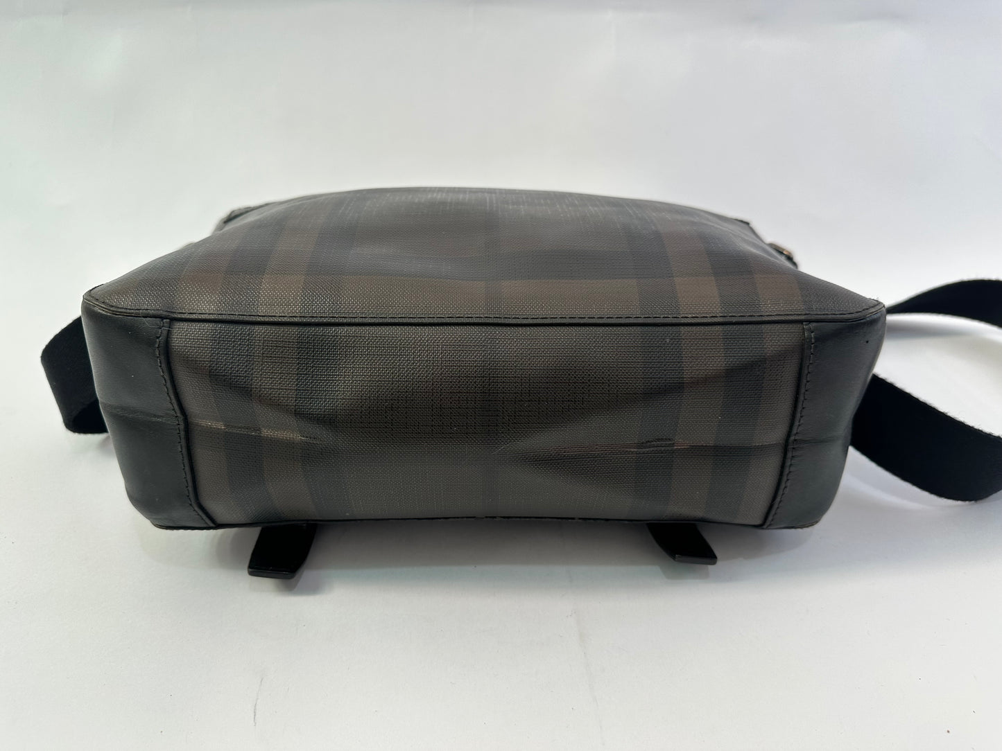 Burberry Grifford Messenger Bag Smoked Check Coated Canvas
