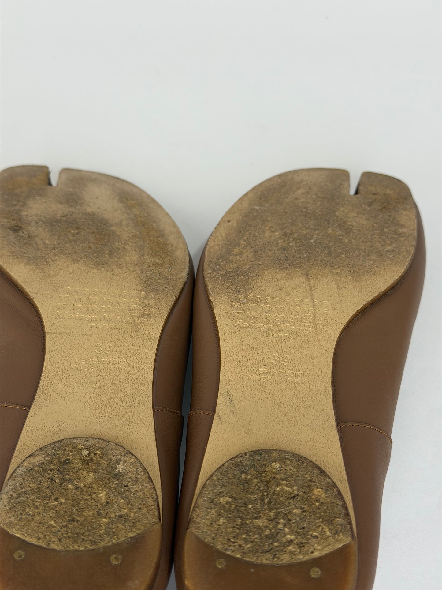Maison Margiela Tabi Ballet Flats Brown Leather Split-Toe EU 39/ 9 US/ 6 UK