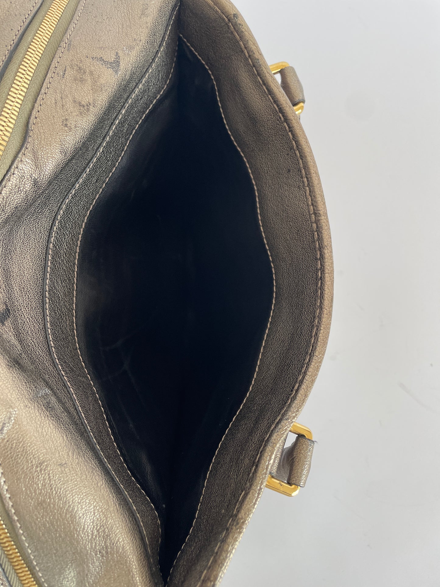 Loewe Metallic Beige Leather Amazona Satchel