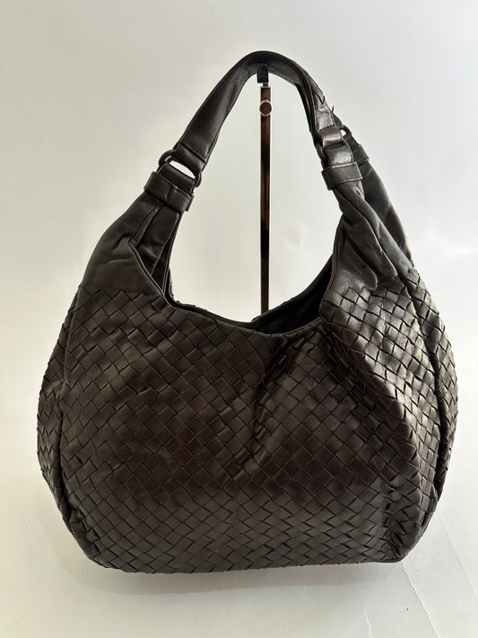 BOTTEGA VENETA
Ebano Woven Leather Small Campana Bag