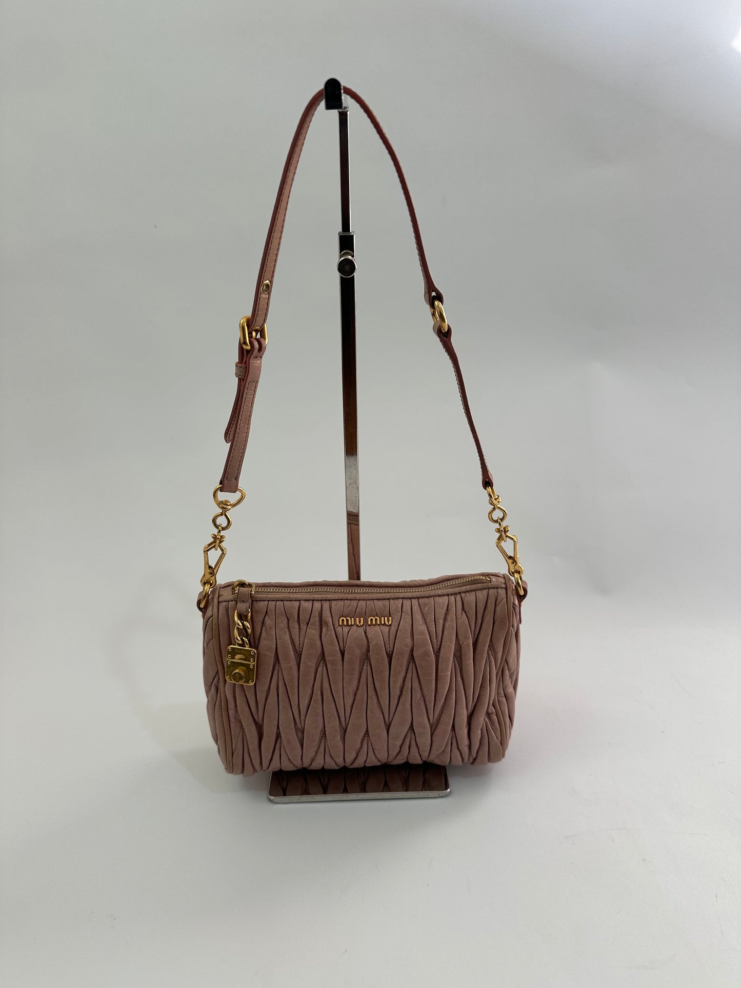 Miu Miu Beige Matelasse Leather Shoulder Bag