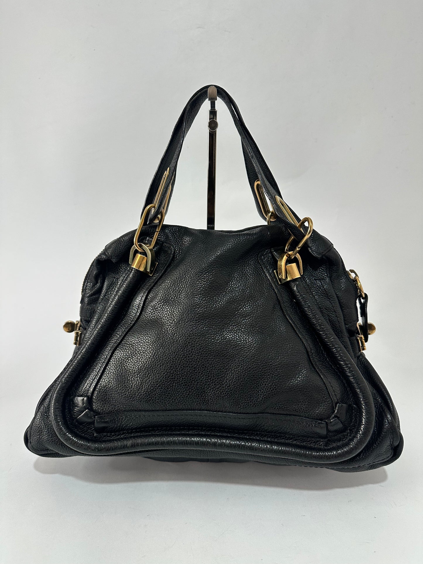 Chloe Black Leather Medium Paraty Shoulder Bag