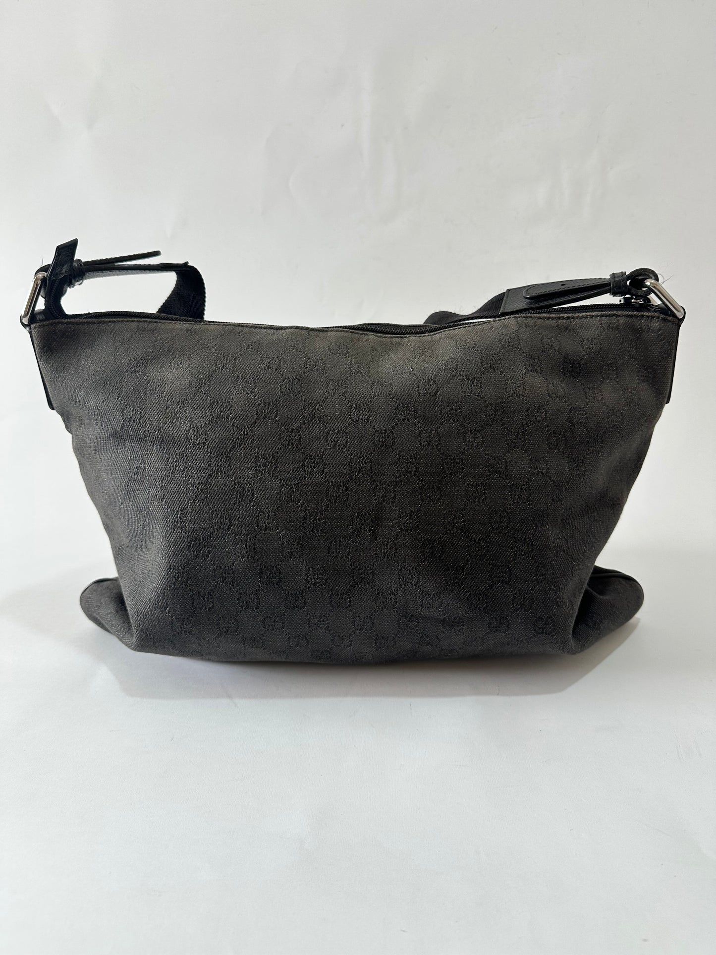 GUCCI Denim Monogram Messenger Bag Dark Brown
