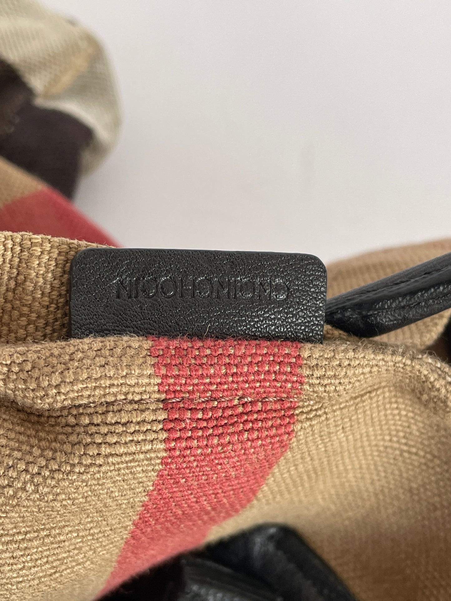 Burberry Canvas Burlap Shoulder Bag.