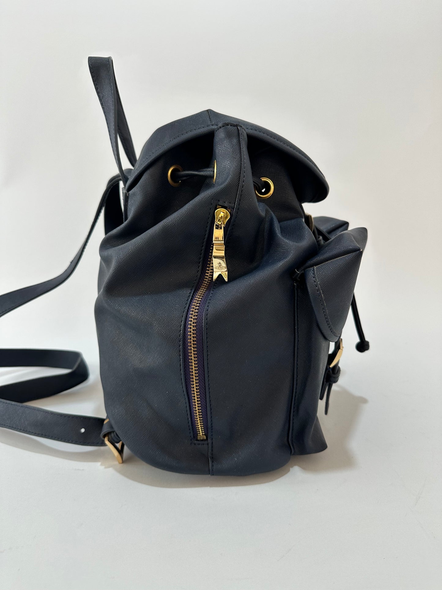 Vivienne Westwood Blue Leather Orb Backpack