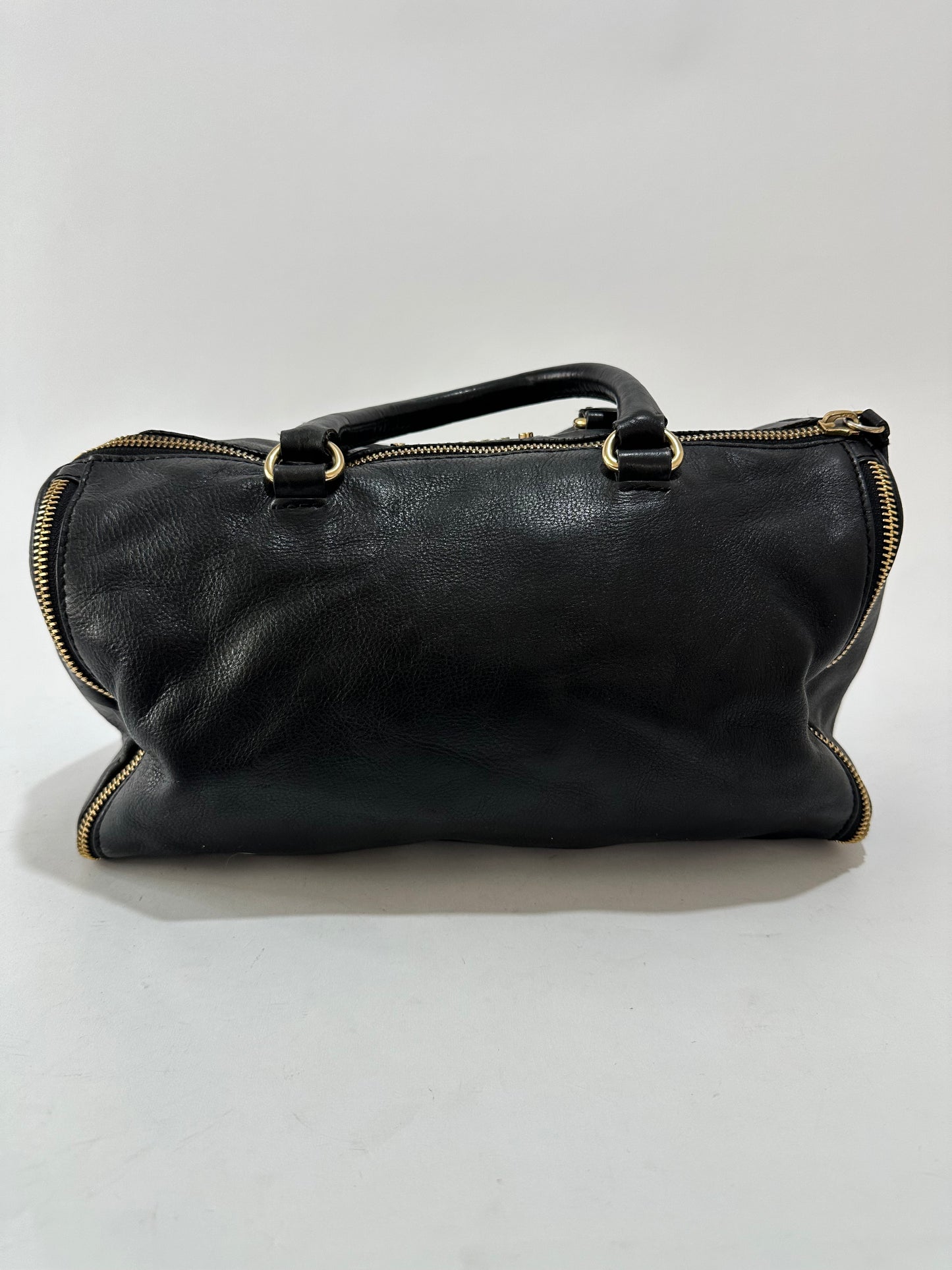 Givenchy Black Leather Zipped Detail Shoulder Bag