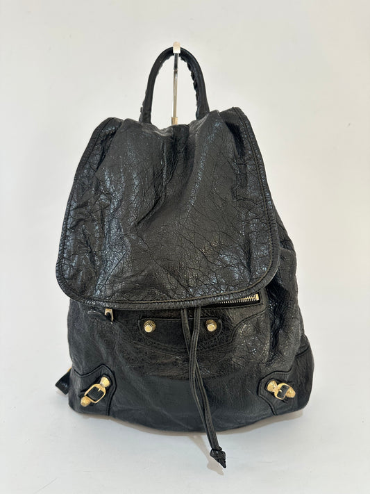 BALENCIAGA
Black Lambskin Leather Giant 12 Silver Traveller S Backpack Bag