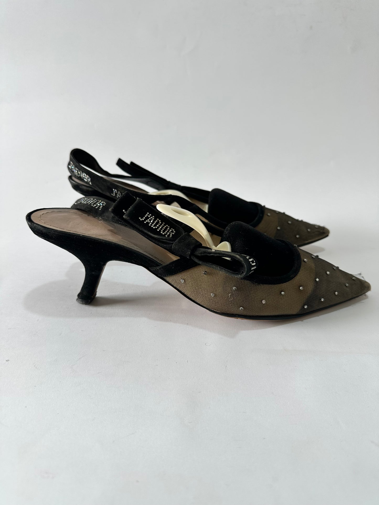 Christian Dior
Mesh Suede Crystal J'Adior Slingback 100mm Pumps 41 Black