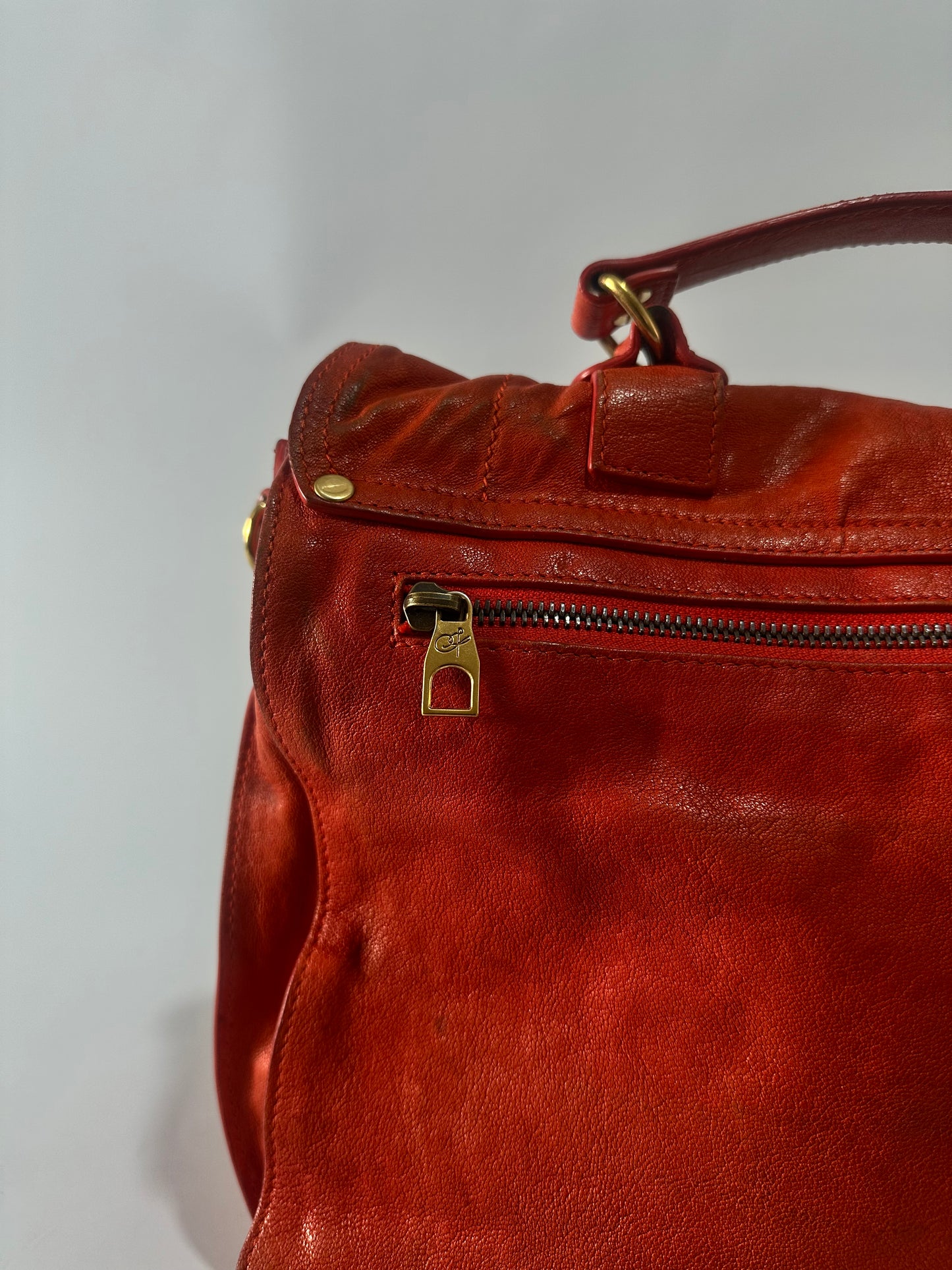 PROENZA SCHOULER Lambskin Medium PS1 Satchel Dove Red