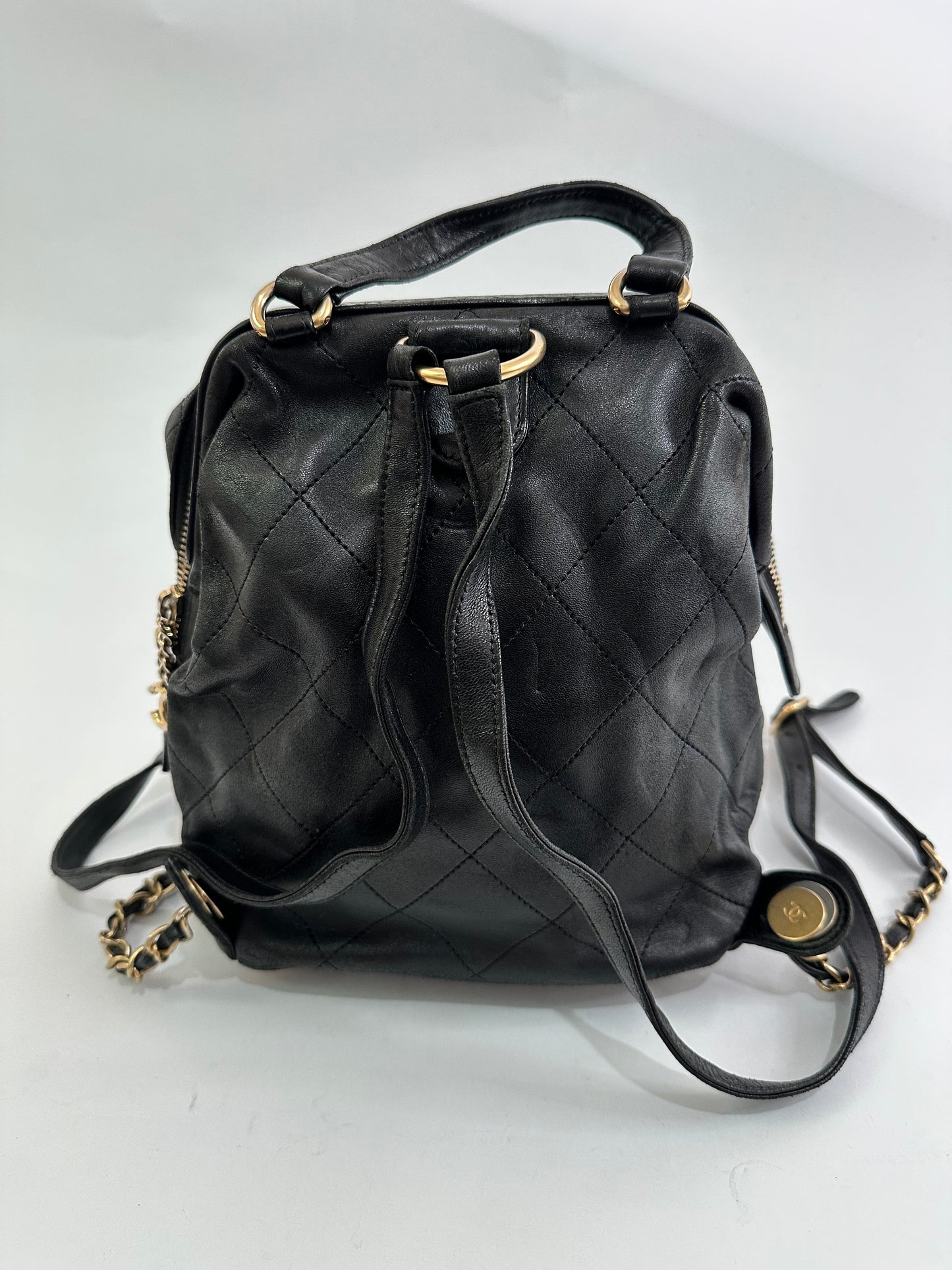 CHANEL
CC Diamond Quilted Backpack Black