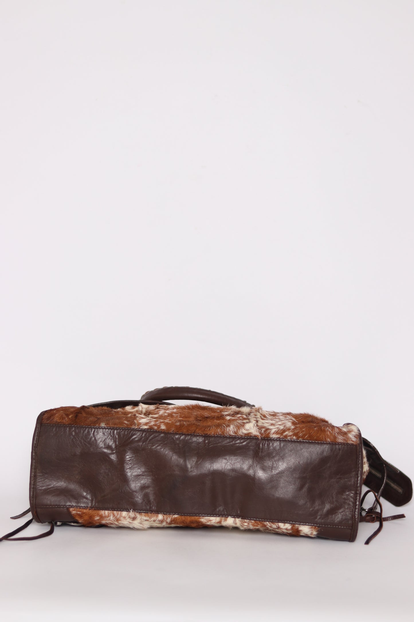 BALENCIAGA
Brown/White Pony Hair Motorcycle City Bag