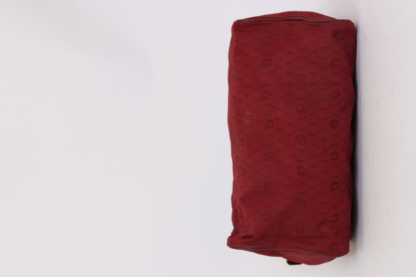 Christian Dior Bagages Vintage Burgundy Logo Canvas Boston Bag