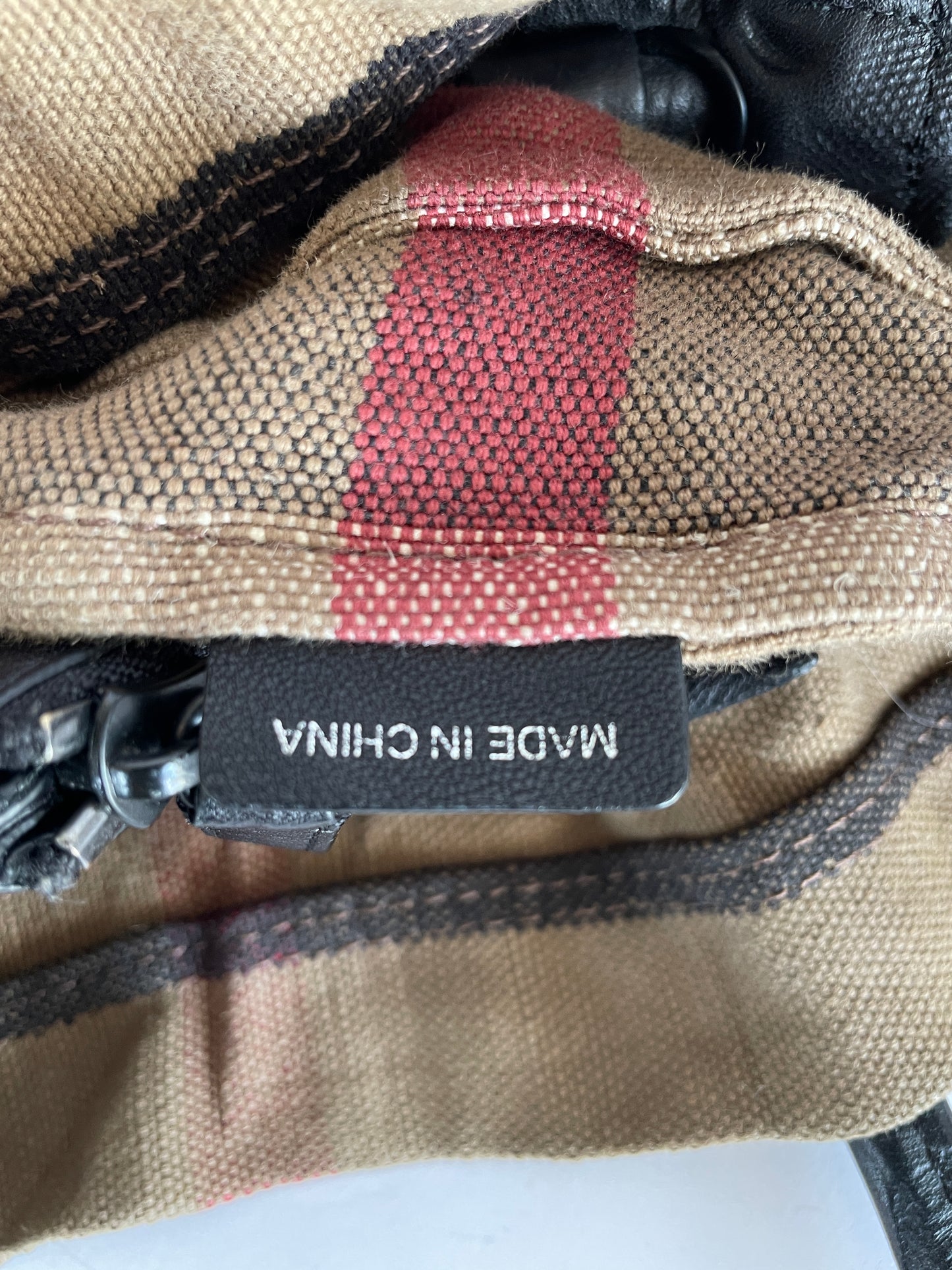 Burberry Canvas Burlap Shoulder Bag.