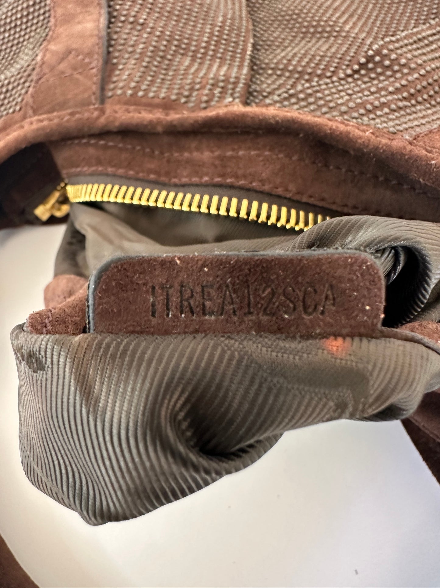 BURBERRY BROWN Studded Leather Hobo