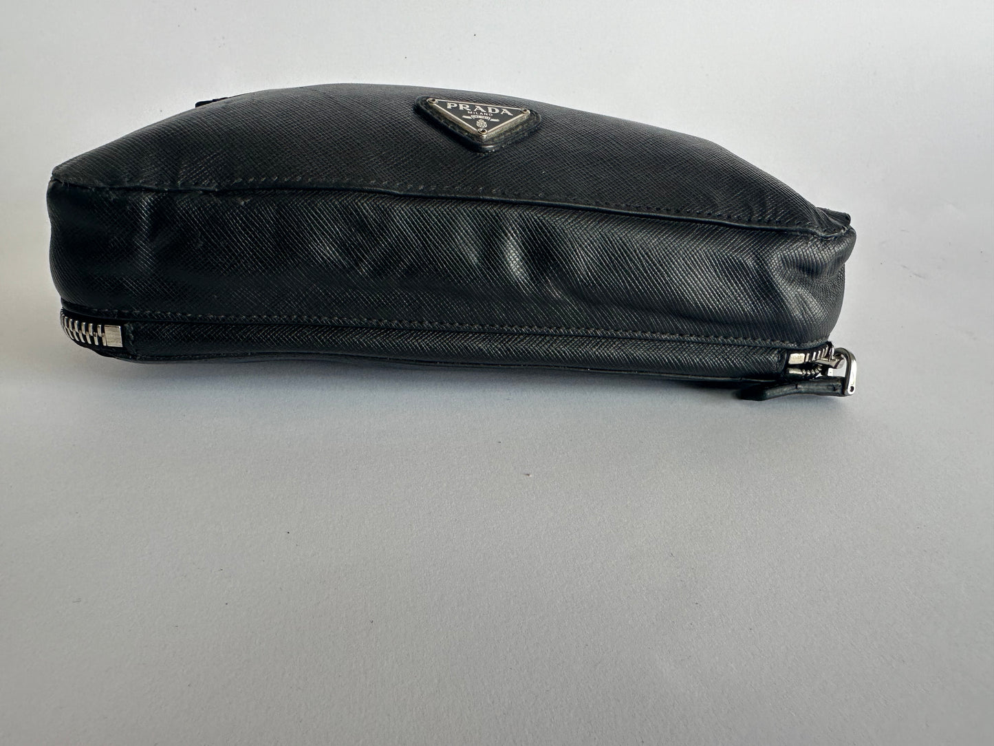 PRADA Black Leather Travel Clutch