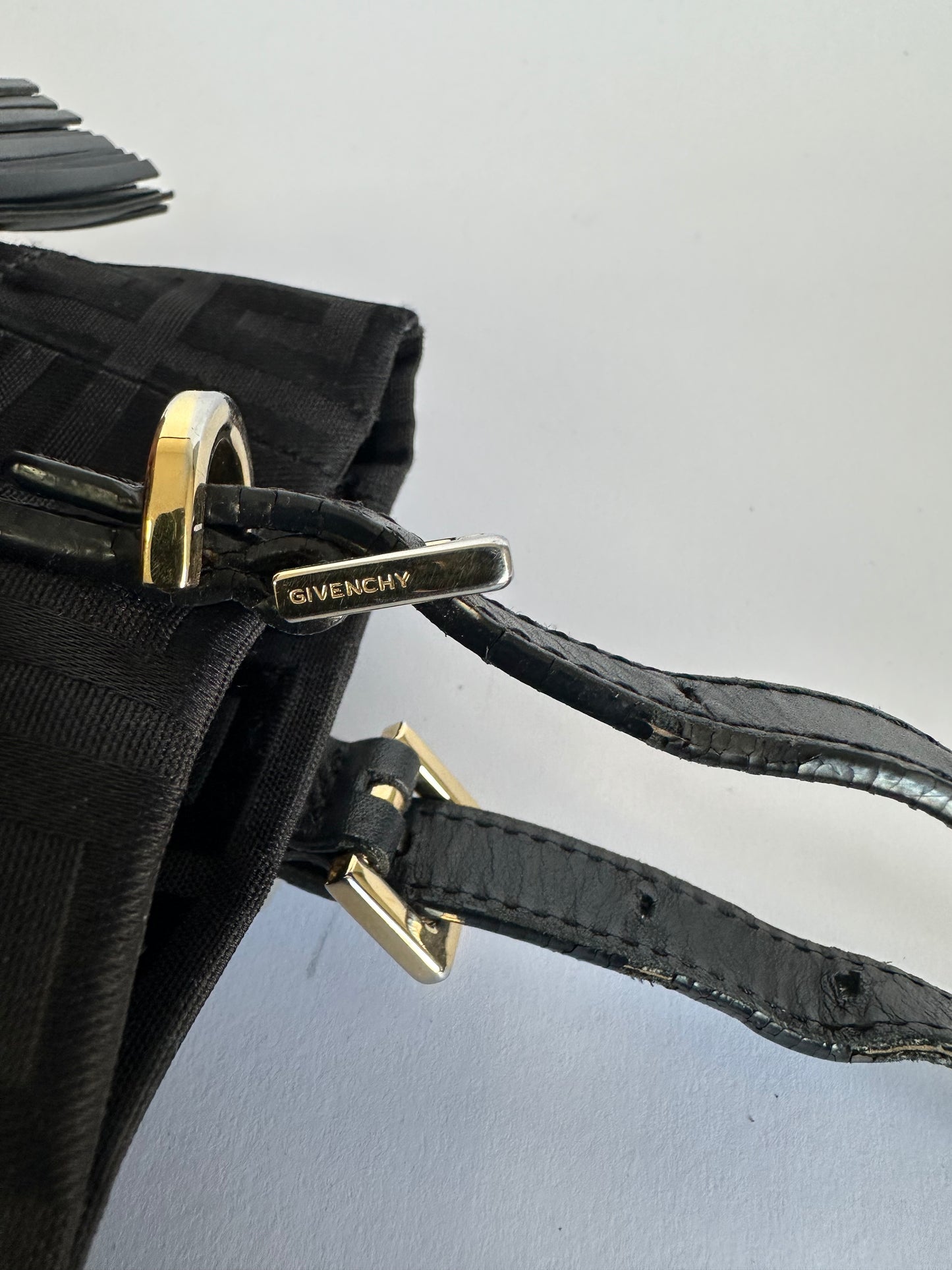 GIVENCHY Black Signature Canvas Small Vertical Tassel Tote