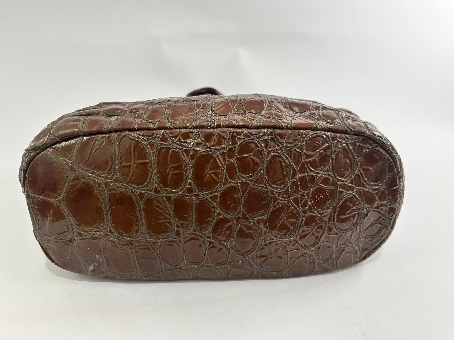 GIVENCHY
Brown Croc-Embossed Patent Leather Medium Nightingale Bag
