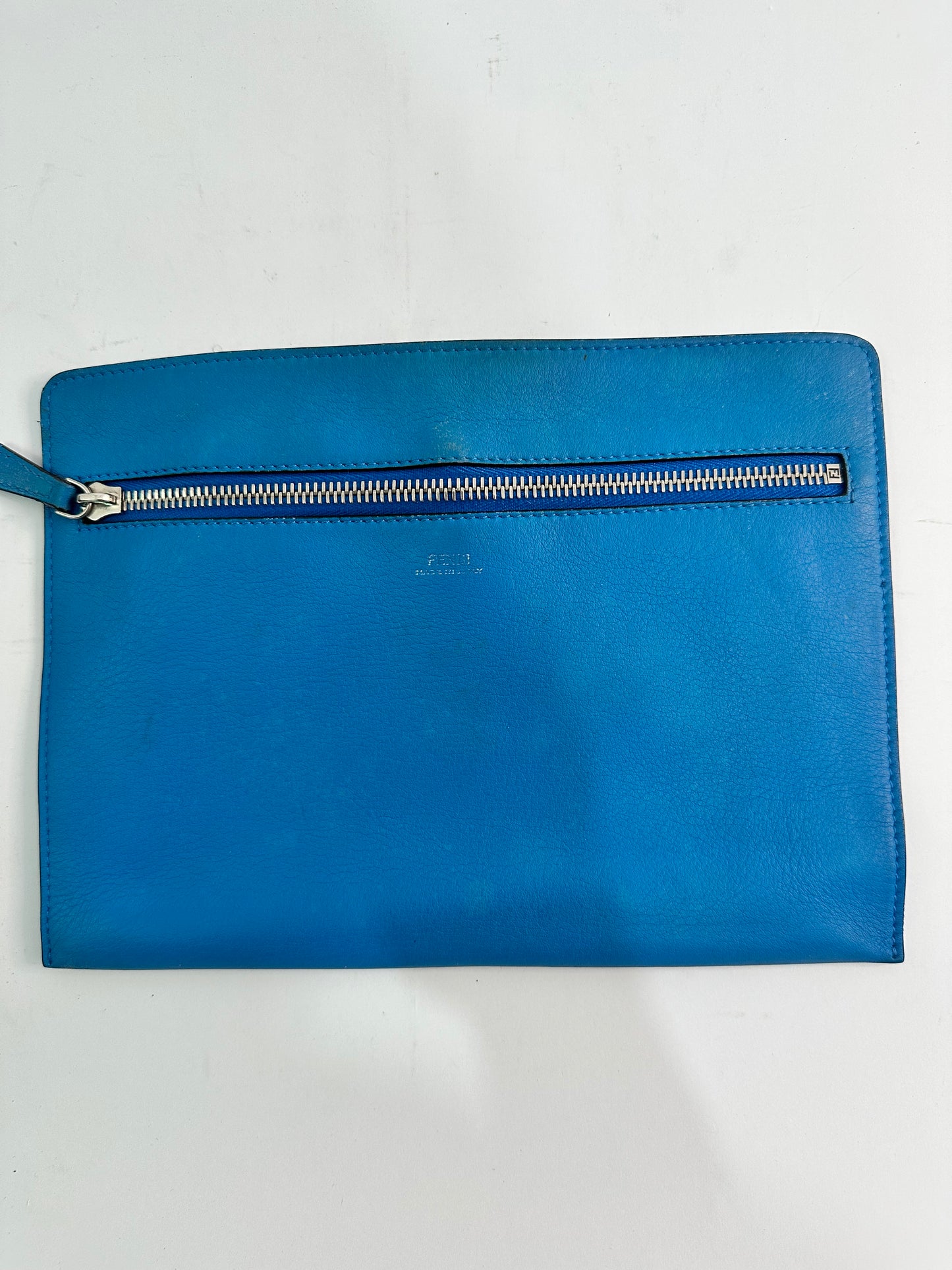 FENDI
Black/Royal Blue Smooth Calfskin Leather Dotcom Satchel Bag